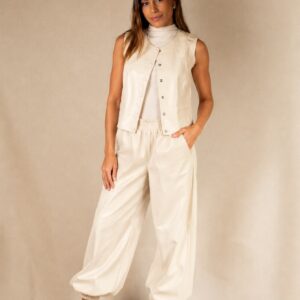 Colete e calça aladim de couro off white